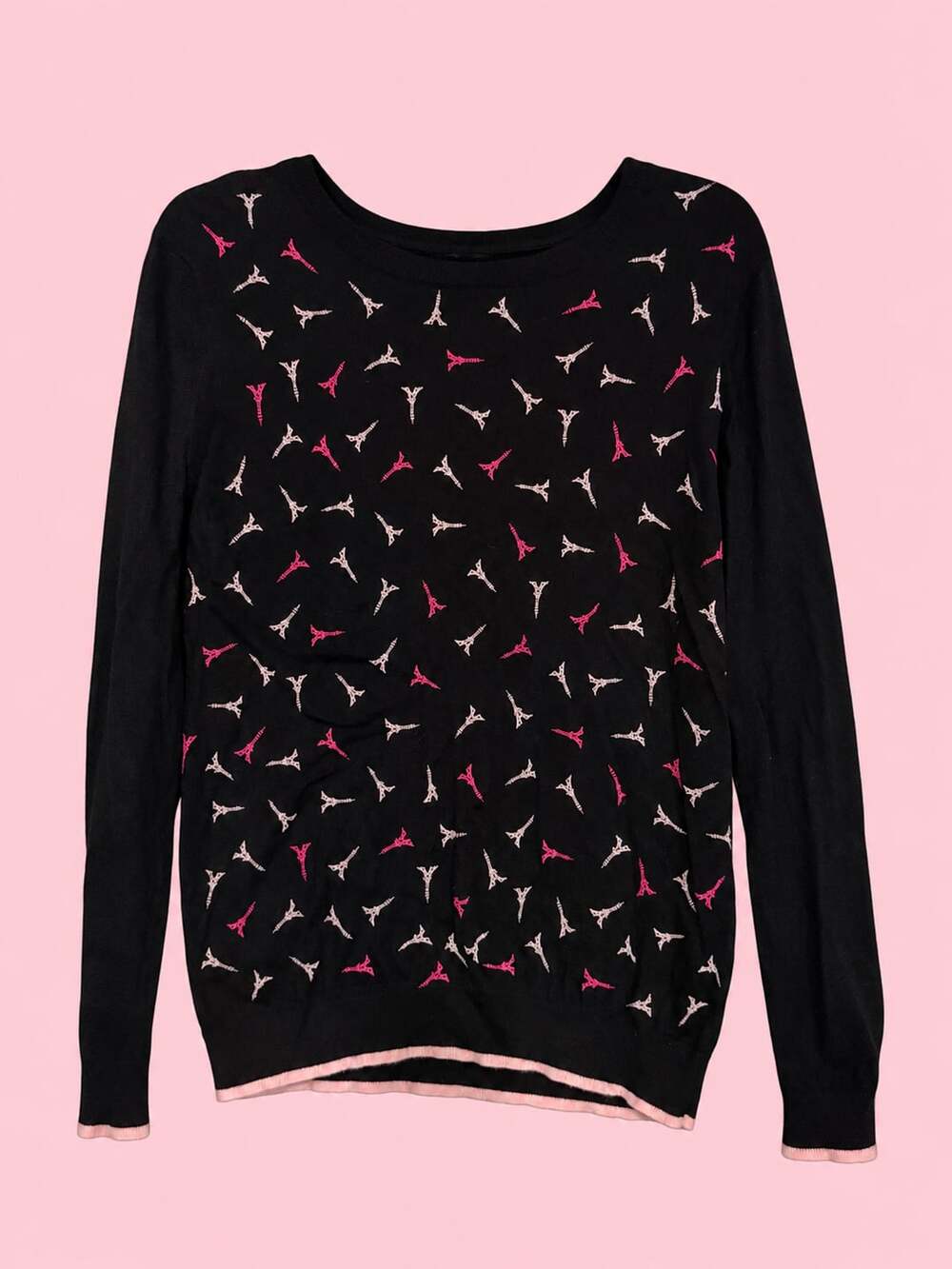 Elle Eiffel Tower stitched Sweater Size XL